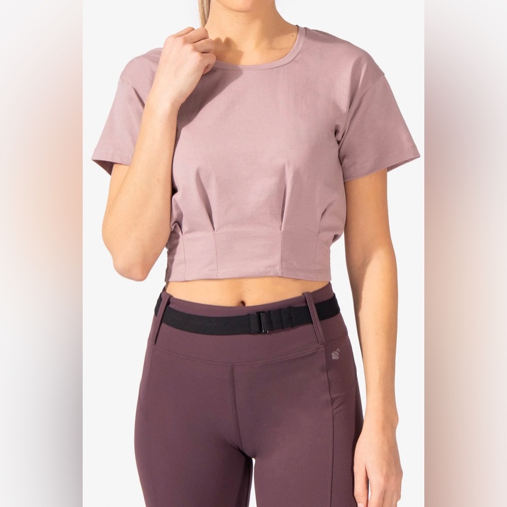 NWT Jed North Instinct Pleated Hem Crop T-Shirt - Purple